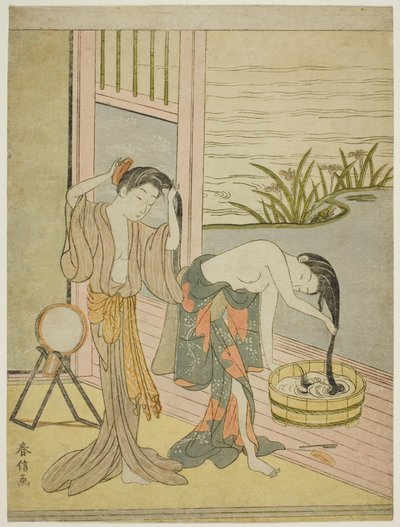 髪を洗う 2 人の女性 作： Suzuki Harunobu