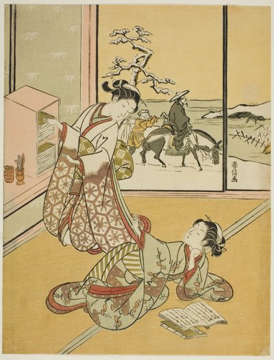 本を読む 2 人の若い女性 作： Suzuki Harunobu