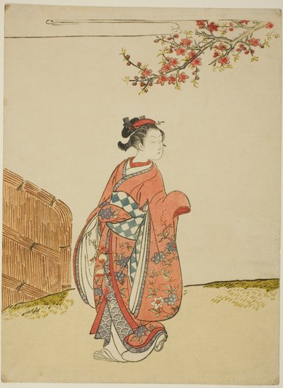 桃の木の下で 作： Suzuki Harunobu