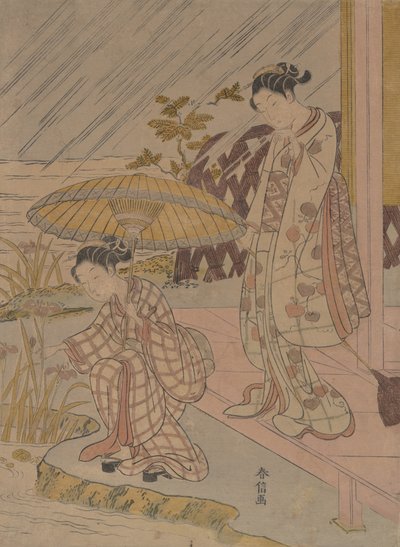 雨の中でアイリスを見る, 1764-70., 1764-70. 作： Suzuki Harunobu