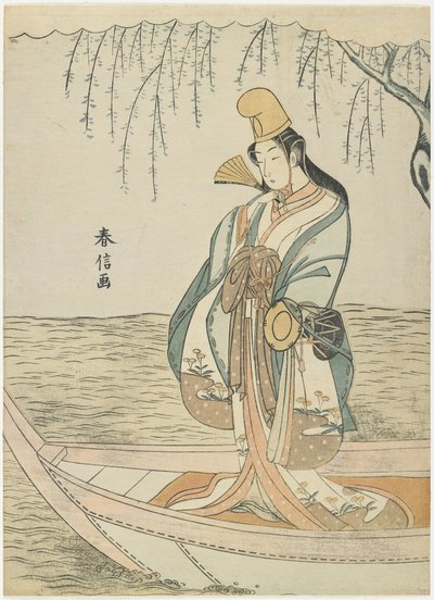 白兵馬車の浅瀬船の女性c。 1767 作： Suzuki Harunobu