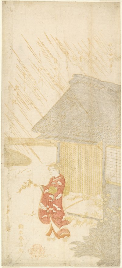 ケリア支店を保持している若い女性 作： Suzuki Harunobu