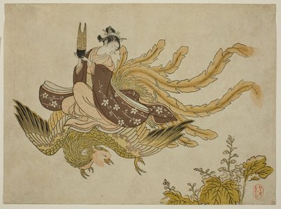 鳳凰に乗る若い女性 作： Suzuki Harunobu