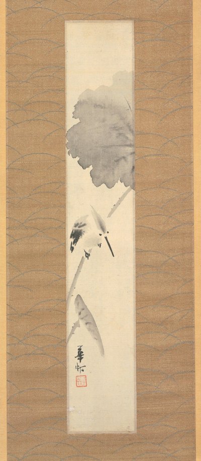 蓮の枝のカワセミ 作： Suzuki Kason