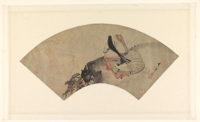 山の上の詩人と扇葉 作： Suzuki Kiitsu