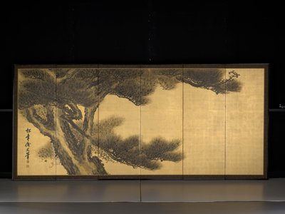 古龍図（紙に金箔にインク＆彩色） 作： Suzuki Shōnen