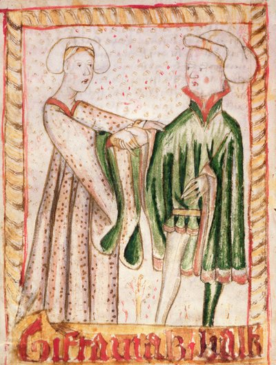 マグヌス・エリクソン（1319-64）c.1450の国内法典からの結婚 作： Swedish School