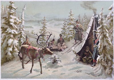 北スウェーデン：19世紀後半、ラップランドのルレオ周辺の紅葉の移動（色付きのリソ） 作： Swedish School