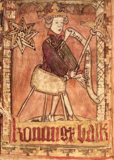 マグヌス・エリクソンの国内法典（1319-64）c.1450による王の正義の分配 作： Swedish School