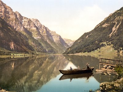 Klöntalersee、グラールス、スイス、パブ。 c.1900 作： Swiss Photographer
