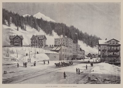 雪の中のダボス、Davos dans la Neige (litho) 作： Swiss School