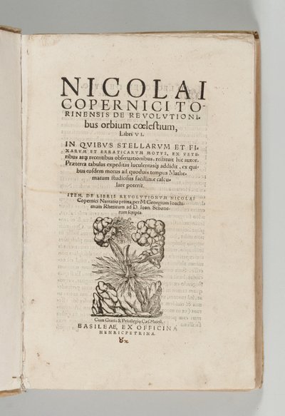 ニコラウス・コペルニクスの録音図書の革命を伴うニコラウス・コペルニクス（1473-1543）による、最初のヨハン・レティカス（1514-74）による、バーゼル：トーマス・ピーター 作： Swiss School