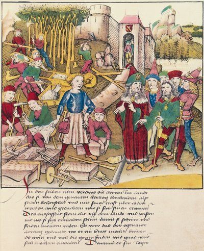 1191年にベルンの街ができたときのミニチュア（スイス、Spiezer Bilderchronikより 作： Swiss School