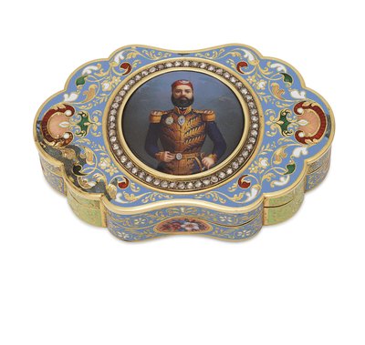エジプトの副王アッバース1世のエナメルを塗られた肖像画のある金の箱、1820年頃（金、エナメル、ダイヤモンド） 作： Swiss School