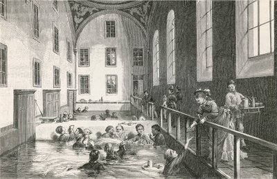 Leuk（Valais）の暖かい石膏浴場で 作： Swiss School