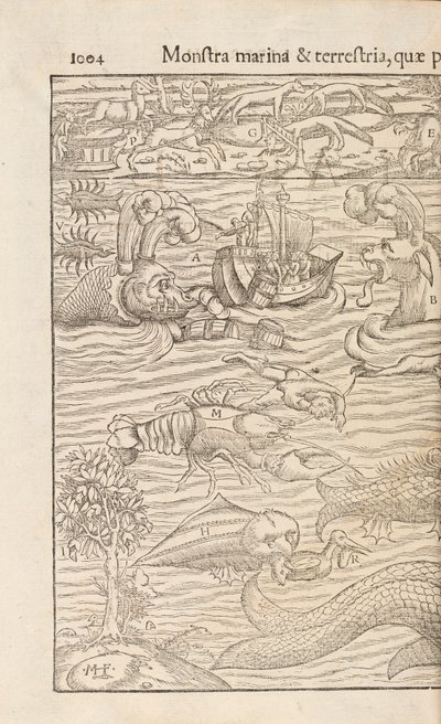 コスモグラフィアユニバーサルの1004ページ、セバスチャンムンスター、バーゼル、1572年 作： Swiss School
