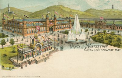 1895年、スイスのヴィンタートゥールで開催された射撃祭（カラーリトグラフ 作： Swiss School