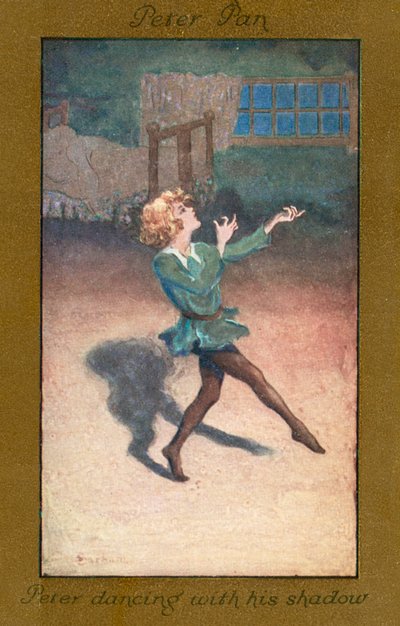 ピーター・パン影と踊るピーター（カラーリトグラフ） 作： Sybil Barham