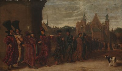 ハーグでの州総督会議に向かうマスコビー皇帝の公使館 作： Sybrand van Beest