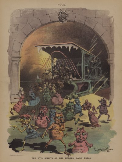 現代日刊紙の悪霊たち（カラーリトグラフ 作： Sydney B. Griffin