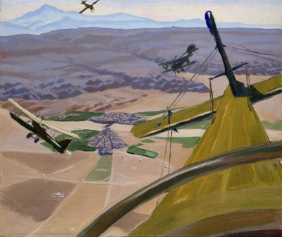 クルディスタンの丘を越えて：1919年、キルククの上空を飛行 作： Sydney Carline