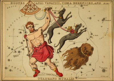 Bootes Canes Venatici、Coma Berenice、Quadrans Muralis、「ウラニアの鏡」のイラスト 作： Sydney Hall
