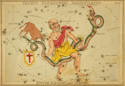 ポニャトフスキの雄牛、サーペンタリウス、ソビエスキーの盾、蛇、「ウラニアの鏡」のイラスト 作： Sydney Hall