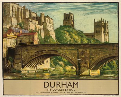 ダーラムを宣伝する英国鉄道のポスター、1935年頃（カラーリトグラフ） 作： Sydney Lee
