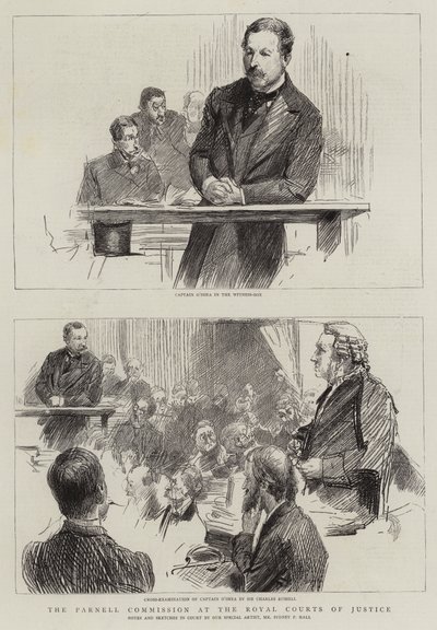 王立裁判所でのパーネル委員会（版画 作： Sydney Prior (after) Hall