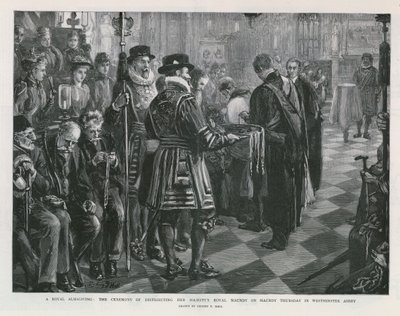 A Royal Almsgiving (e.g. engraving) 作： Sydney Prior Hall