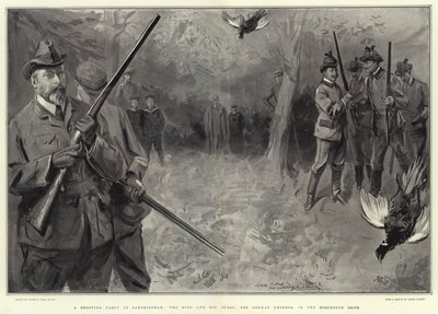 ホースシュードライブの王であるサンドリンガムとドイツ皇帝の射撃パーティー 作： Sydney Prior Hall