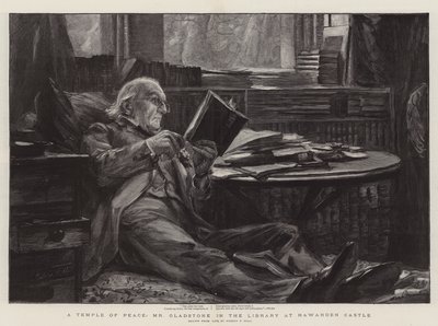 平和の神殿、ハワーデン城の図書館にあるグラッドストーン氏 作： Sydney Prior Hall