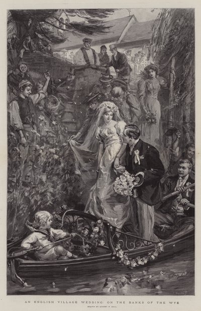 ワイ川のほとりにある英国の村の結婚式 作： Sydney Prior Hall