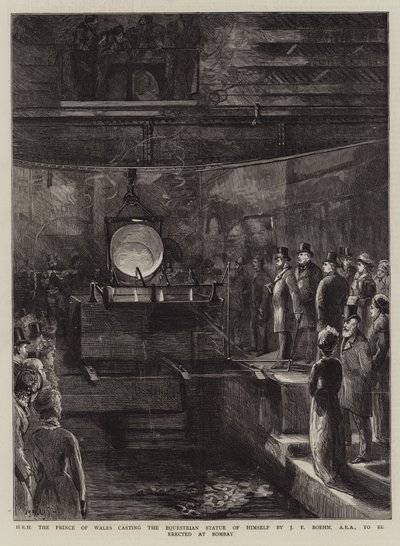 HE、プリンスオブウェールズ、JE Boehm、ARAによって馬の像を鋳造、ボンベイに建設 作： Sydney Prior Hall