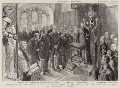 イギリスのエルサレム聖ヨハネ騎士団病院の大修道院長としてのプリンスオブウェールズの設置 作： Sydney Prior Hall