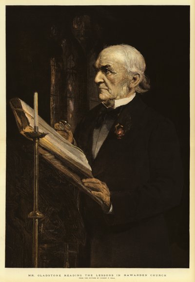 グラッドストーン氏がハワーデン教会でのレッスンを読む 作： Sydney Prior Hall