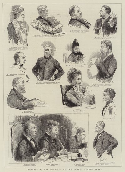 ロンドン教育委員会の会議でのスケッチ 作： Sydney Prior Hall