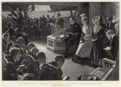 王と女王のクルーズ、ロイヤルヨットビクトリアとアルバートの教会サービス 作： Sydney Prior Hall