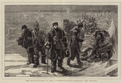 ドナウ川を渡る戦争特派員の難しさ 作： Sydney Prior Hall