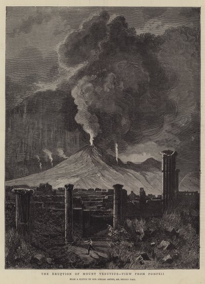 ヴェスヴィオ山の噴火、ポンペイからの眺め 作： Sydney Prior Hall