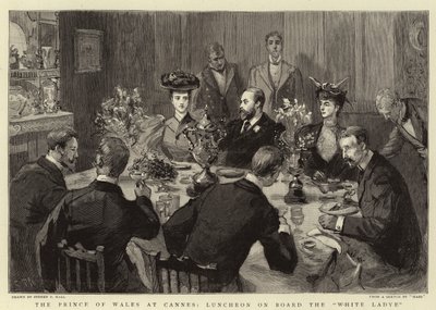 カンヌのプリンスオブウェールズ、ホワイトレディーの昼食会 作： Sydney Prior Hall