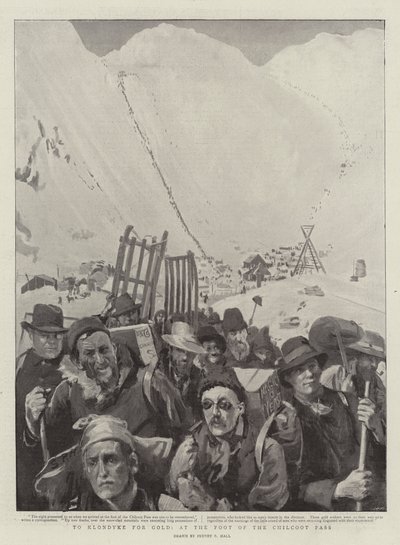 チルクート峠のふもとにある金のクロンダイクへ 作： Sydney Prior Hall