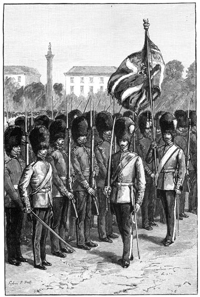 クイーンズの誕生日、セントジェームスパーク、ロンドン、1900年に色をTrooping 作： Sydney Prior Hall