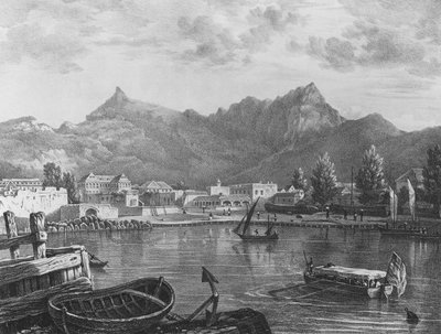 モーリシャス、ポートルイス、港の東側から、1830年頃（リトグラフ 作： T. (after) Bradshaw