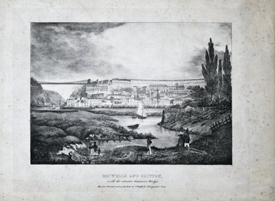 ホットウェルズとクリフトン、1831年頃（リトグラフ、紙） 作： T. Bedford