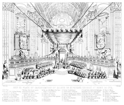 聖ピーターズ教会の聖人の聖典化、ローマ、1712年。 作： T. Brown