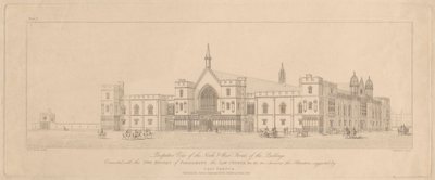 国会議事堂、法廷に接続された建物の北と西の正面の透視図 作： T. Kearnan