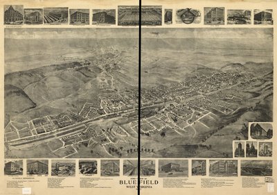 1911 年、ウェスト バージニア州ブルーフィールドの航空写真 作： T. M. Fowler
