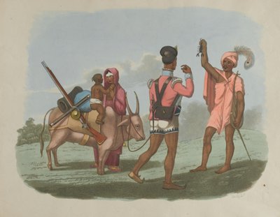 ベンガルセポイと彼の家族が1799年頃にビラグージーカーストの1つに会った 作： T. Medland