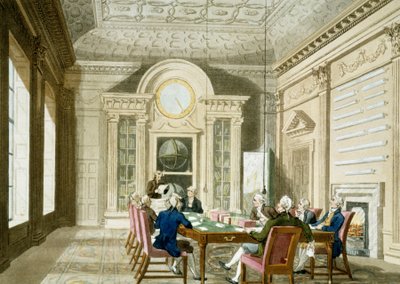 イギリスのアドミラート管理室。1月1日に公開されたカラーエッチング 作： T. & Pugin A.C. (1762 1832) (after) Rowlandson